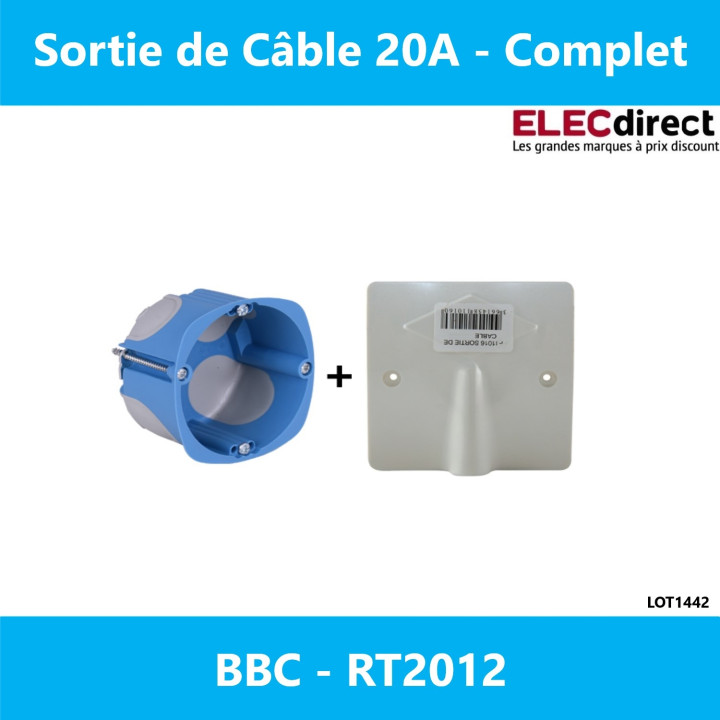 SIB - LOT - Sortie de câble 16/20A avec boîte d'encastrement BBC - Réf : P11016+P36840