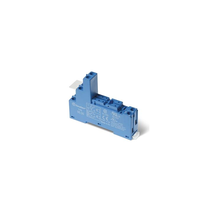 Finder - Embase Relais rail DIN - Support bornes à cage - 10A - 250V - Bleu - Réf : 9505SPA