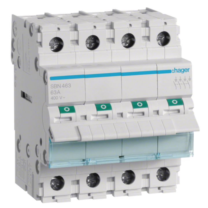 Hager - Interrupteur sectionneur 4P - 63A - 4M - SBN463