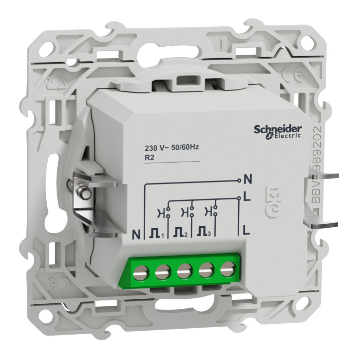Schneider - Sonnette électronique Odace - Blanc - 5 tonnalités - 70 dB/1m - 10A - 230V - Réf : S520580