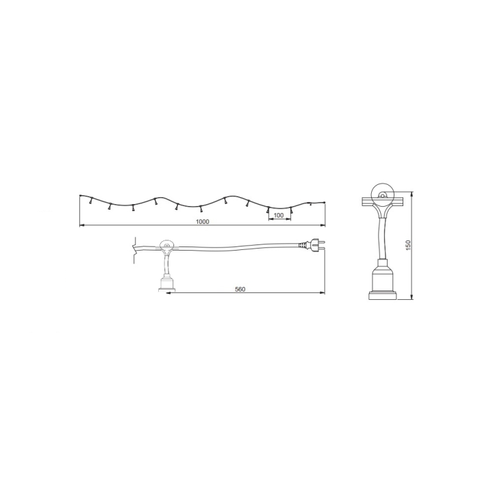 GTV Lighting - Guirlande de jardin - 10m - E27 - 220-240V - Réf : AE-GIR10-10