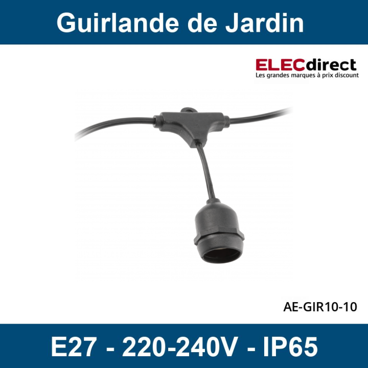 GTV Lighting - LOT - Guirlande de jardin - 10m - avec Ampoules couleurs - 220-240V - Réf : LOT3254
