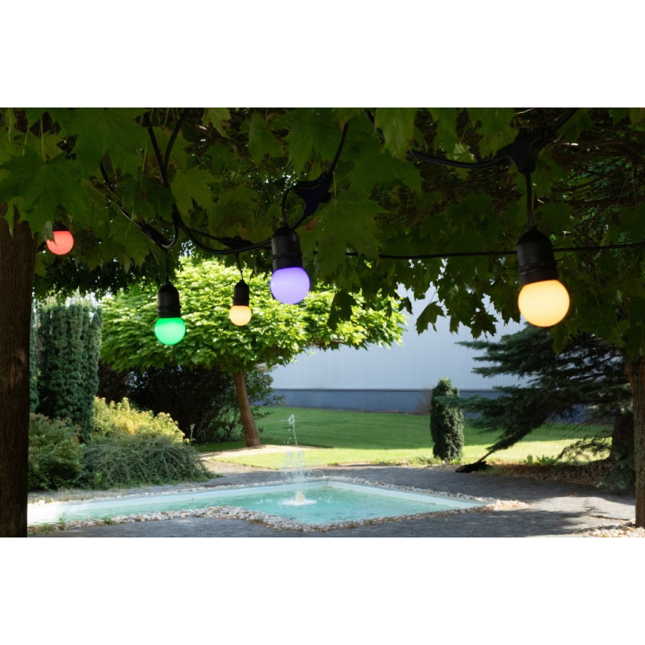 GTV Lighting - LOT - Guirlande de jardin - 10m - avec Ampoules couleurs - 220-240V - Réf : LOT3254