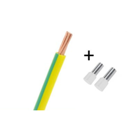 Cordon de 50cm de 16mm² souple Vert jaune + Embout pour parafoudre