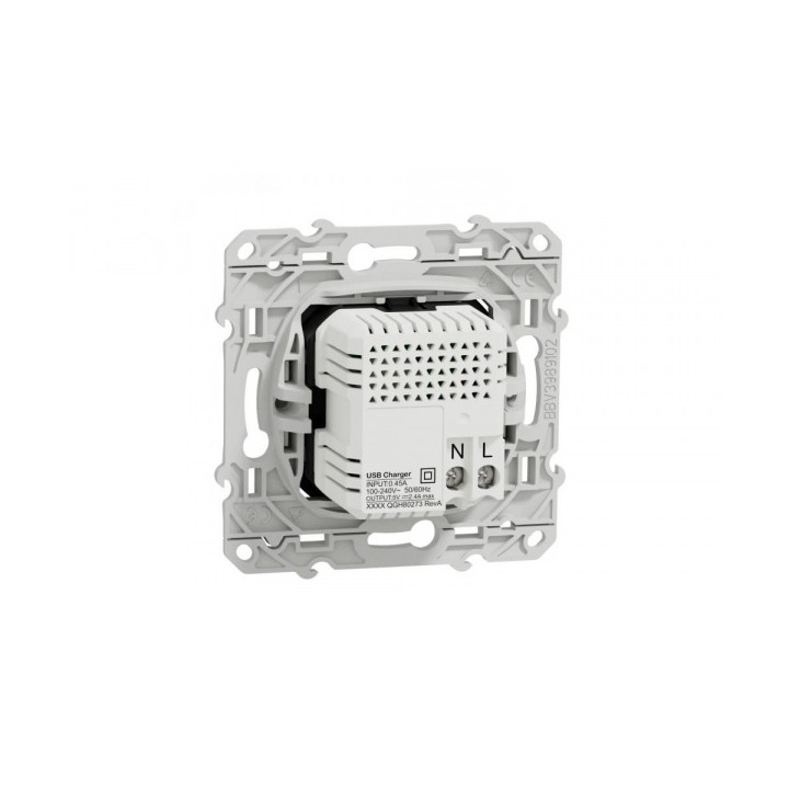 Schneider - Odace Prise double USB Blanc - Type A+C - 2.4A - Réf : S520401
