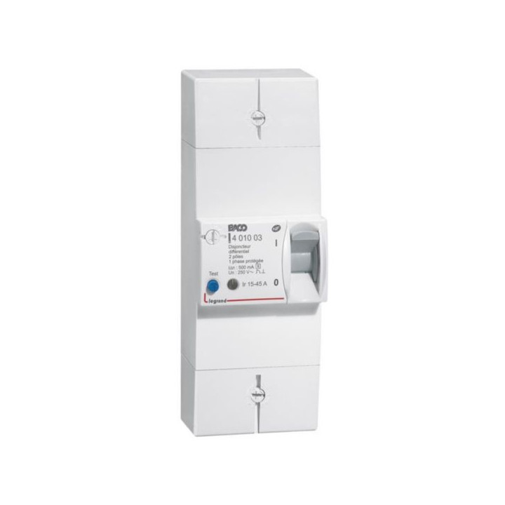 Legrand - Disjoncteur de branchement EDF 15/45A sélectif - 500mA - bipolaire - Réf.: 401003