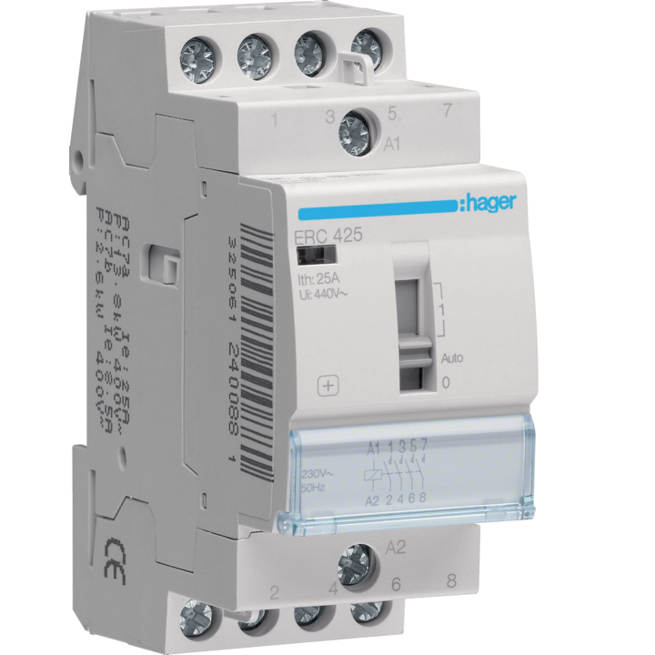 Hager - Contacteur 25A, 4F, 230V à commande manuelle - ERC425