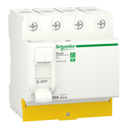 SCHNEIDER - Resi9 XP - interrupteur différentiel - 4P - 40A - 30mA - Type AC - peignable - Réf : R9PRC440