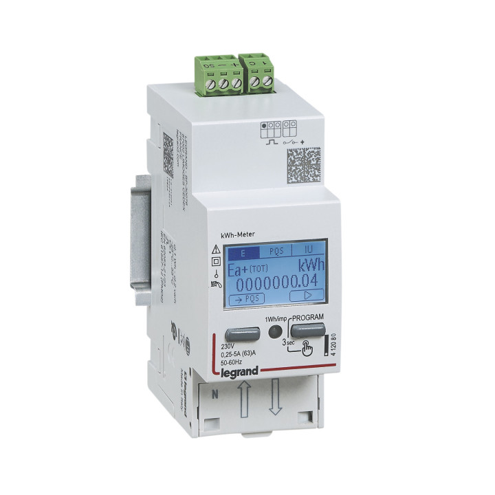 Legrand - Compteur modulaire mono EMDX³ non MID raccordement direct 63A - 2 modules - sortie à impulsions - 412080