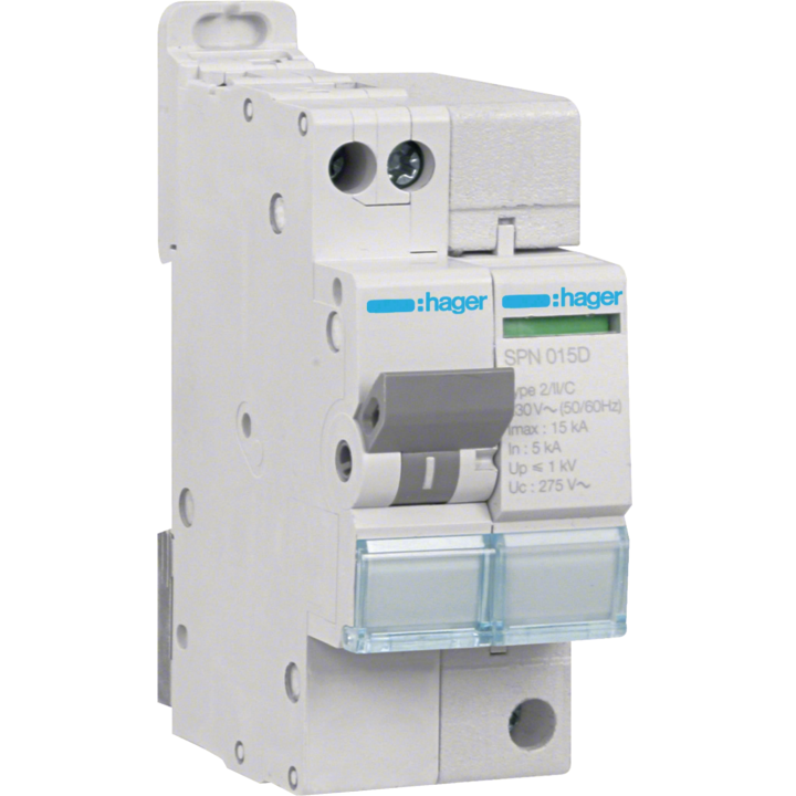 Hager - Parafoudre Mono auto-protégé 15KA - SPN715D