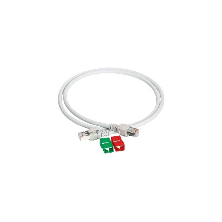 Schneider - Actassi - Cordon de brassage cat. 6A - S/FTP 4 paires -550 MHz LSZH - 5 mètres - gris - Réf : VDIP185X46050
