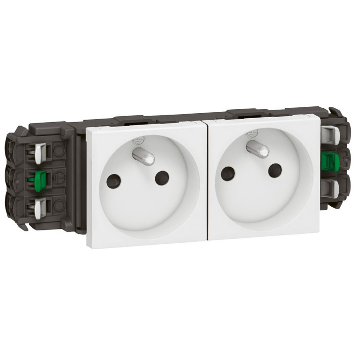 Legrand - Double prise de courant 2P+T Mosaic 4 modules pour goulottes DLP monobloc - blanc - 077302