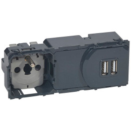 Legrand - Céliane - Prise de courant 2P+T + Chargeur USB  précâblé AUTO - Réf : 067106