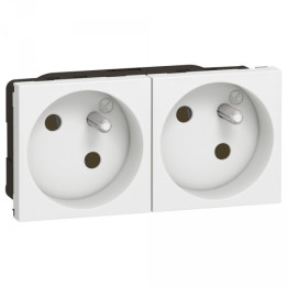 Legrand Mosaic - Double prise de courant 2 x 2P+T 16A à 45° - 4 modules - 230V - 077142