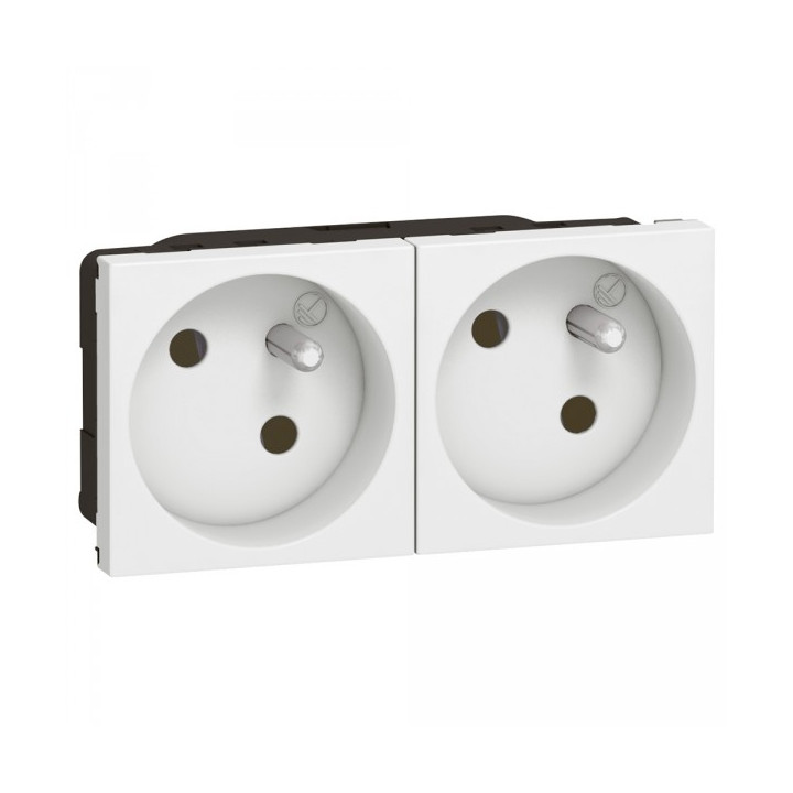 Legrand Mosaic - Double prise de courant 2 x 2P+T 16A à 45° - 4 modules - 230V - 077142
