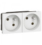 Legrand Mosaic - Double prise de courant 2 x 2P+T 16A à 45° - 4 modules - 230V - 077142