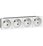 Legrand Mosaic - Quadruple prise de courant 4 x 2P+T 16A à 45° - 8 modules - 230V - 077144