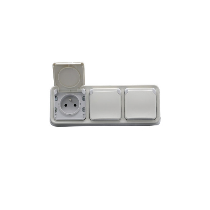 Legrand Plexo - Triple PC précâblées - Blanc - horizontal - 16A - 230V - IP55/IK07 - 069644