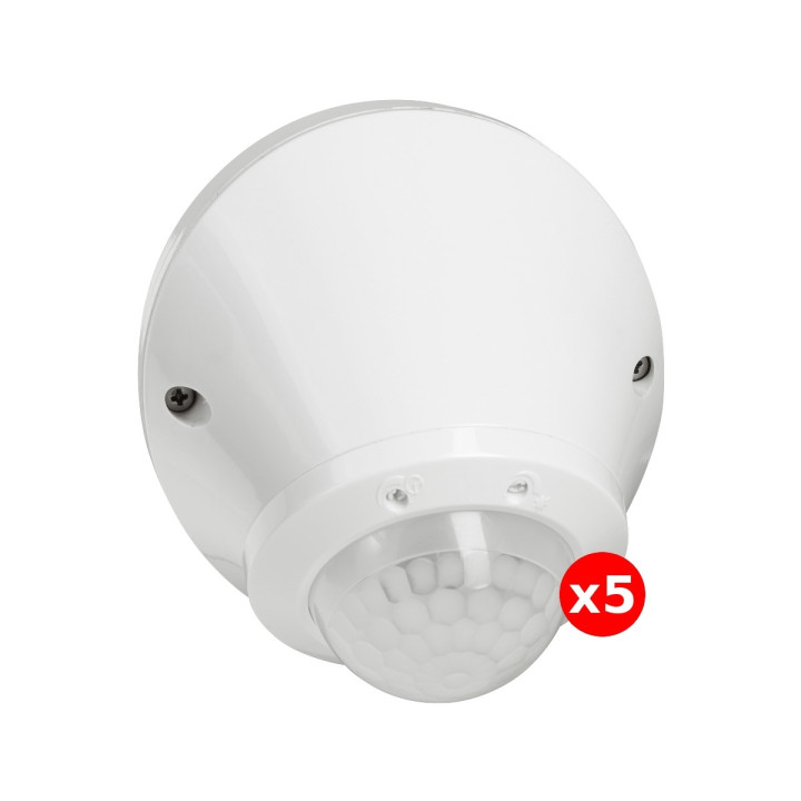 Legrand - LOT de 5 Détecteurs de mouvement PIR 360° portée 8m IP55 - Mural/plafond - Blanc - saillie - Réf : 048946x5