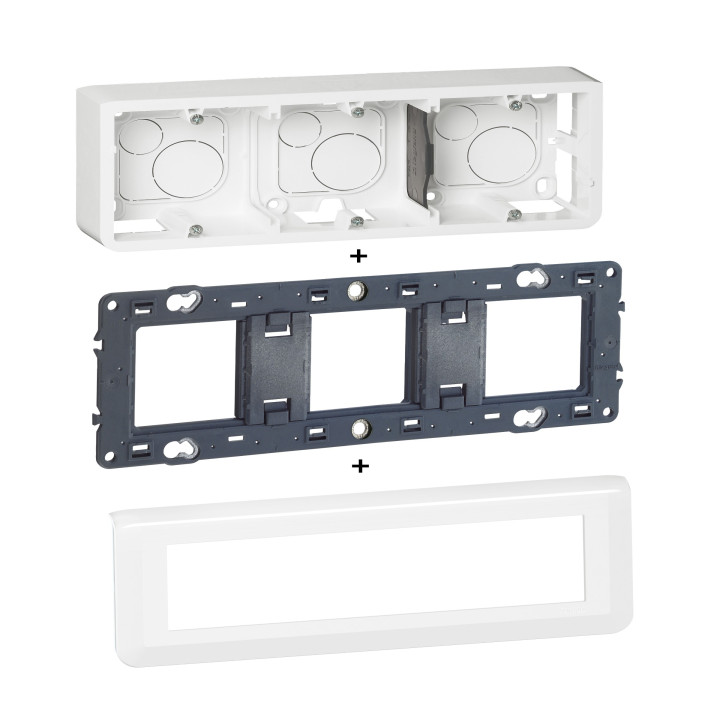 Legrand Mosaic -  Kit Cadre saillie 8 modules - horizontal - 078818L +080286+080253