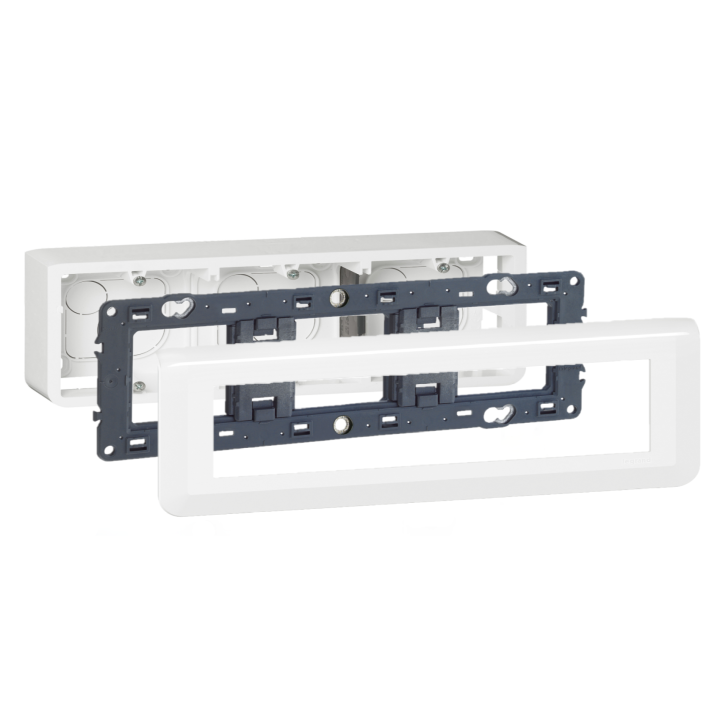 Legrand Mosaic -  Kit Cadre saillie 8 modules - horizontal - 078818L +080286+080253