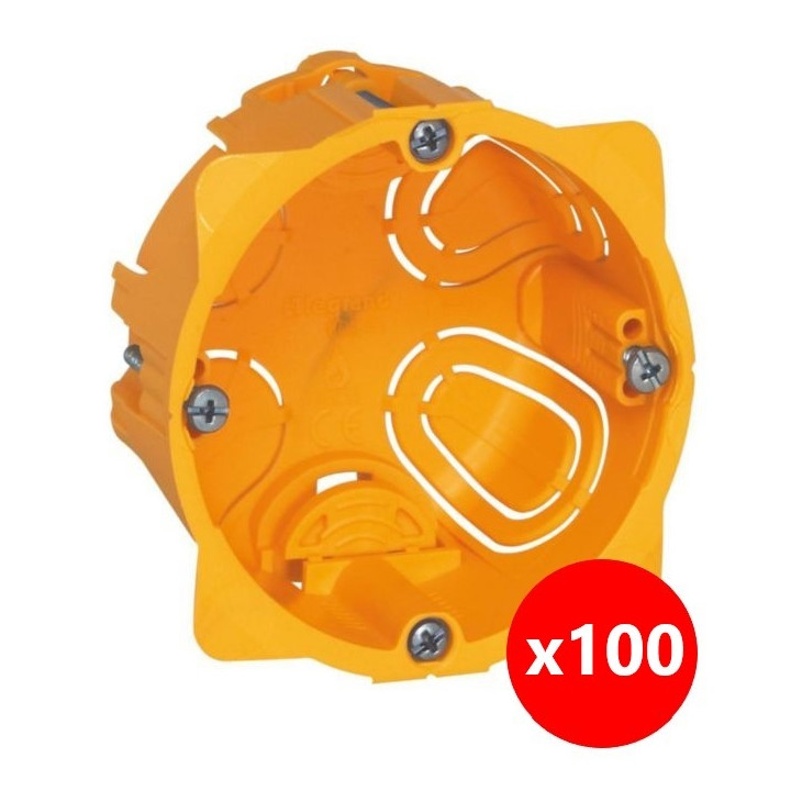 Legrand Batibox - LOT de 100 Boîtes d'encastrement 1 poste - Prof. 50 - Réf : 080051x100