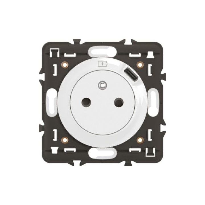 Legrand - Céliane 2024 - Prise surface avec prise USB type C - Blanc - Avec support et enjoliveur - Réf : CB0140
