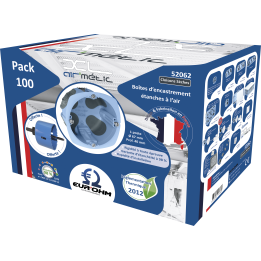 Eur'Ohm - XL Air'métic - 100 Boîtes d'encastrement + Scie cloche - Etanche à l'air - 1 poste - Ø67 - P40 - Réf : 52062