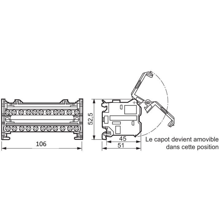 Legrand - Répartiteur modulaire à barreaux étagés - bipolaire - 100A - 10 départs - 6 modules - Réf : 400402