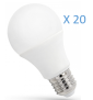 Spectrum - LOT de 20 Ampoules LED E-27 - Angle 270° - 4000K - 900lm - Réf : WOJ+14611
