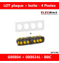 Legrand Dooxie - Plaque 4 postes + Boîte Batibox BBC Legrand 4 postes - Hor/vert - 600804+080034L