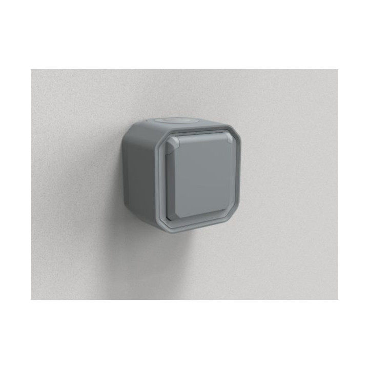 Legrand - Prise de courant 2P+T 16A étanche Plexo prêt à poser saillie - IP55 - IK08 - 250V - Gris - Réf : 069731L