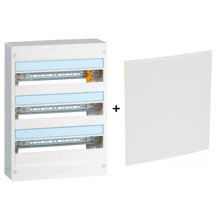 Legrand - Plaque de fond pour coffret ou rehausse 18M - 3R + tableau 54M - 401253+401223