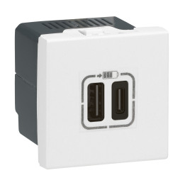 Legrand - Prise chargeur USB Type-A + Type C 3A 5V 15W - 230V - Réf : 077592