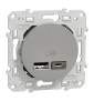 Schneider - Odace Prise double USB Alu - Type A+C - 2.4A - Réf : S530401