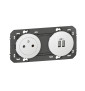 Legrand - Prise de courant 2P+T Surface + chargeur 2 USB Type-A Dooxie 3A précâblés - finition Blanc - Réf : 600342