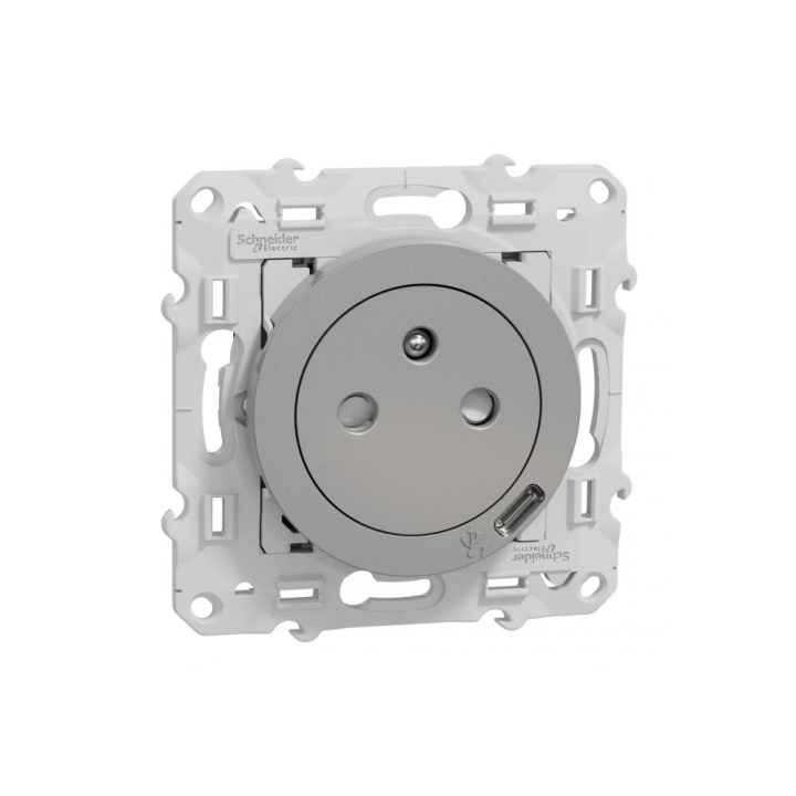 Schneider Odace - Prise de courant Affleurante + USB Type C - Gris - Réf : S530089