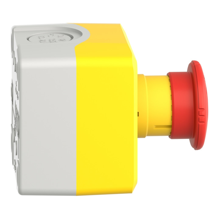 Schneider - boite jaune arrêt urgence rouge - pousser tourner - 1F+1O - Ø40 - Réf : XALK178E