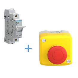 Hager - Déclencheur à émission de tension 230-415V AC - 110-130V DC + arrêt d'urgence - Réf : MZ203+XALK178E