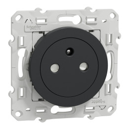 Schneider - Prise de courant Odace affleurante - Anthracite - 2P+T - 16A - 250V - Bornes auto - Réf : S540052