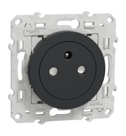 Schneider - Prise de courant Odace affleurante - Anthracite - 2P+T - 16A - 250V - Bornes auto - Réf : S540052