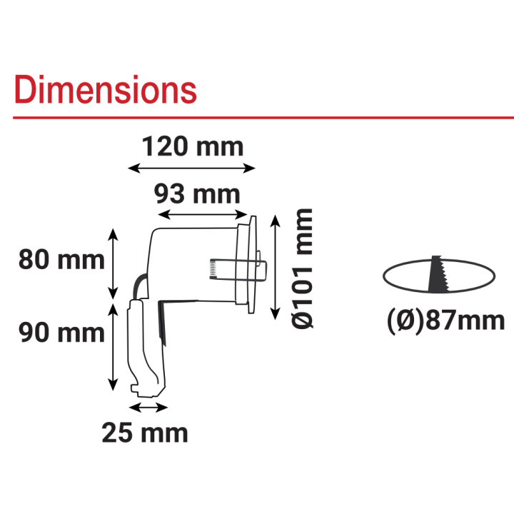 Miidex - Support Spot Orientable - étanche à l'air - Blanc - D.100mm - BBC - Réf : 7719