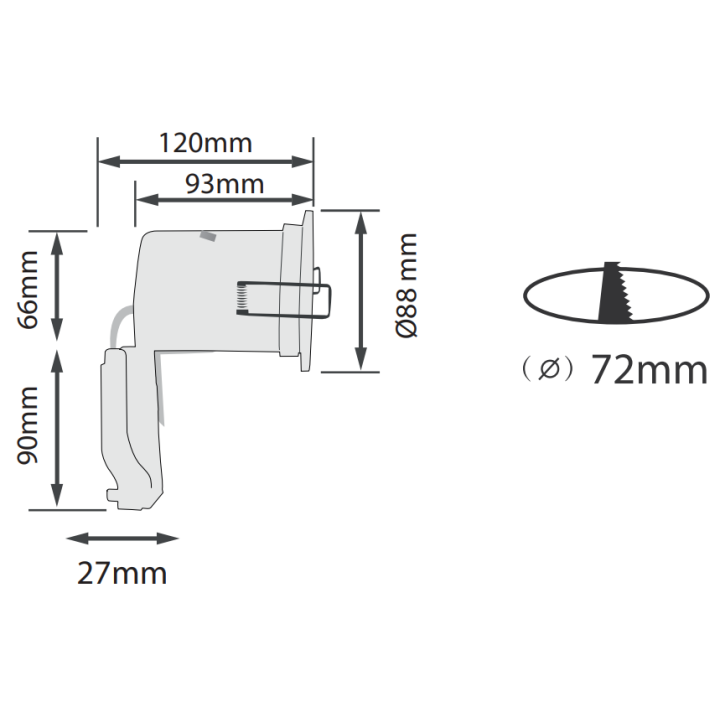 Miidex - Kit spot encastré BBC Fixe blanc 7W - 4000K dimmable - Réf : 7718 + 100561