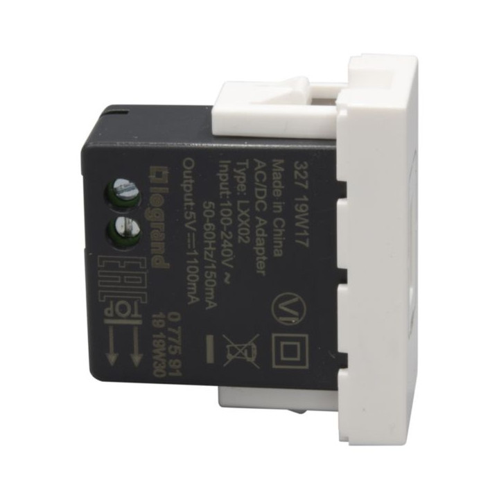 Legrand Mosaic - Prise chargeur USB 230V / 5V - 1 Port - Réf : 077591