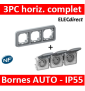 Legrand Plexo - Triple prise de courant 2P+T 16A 230V - horizontal - encastré - IP55/IK07 - 069687+069564