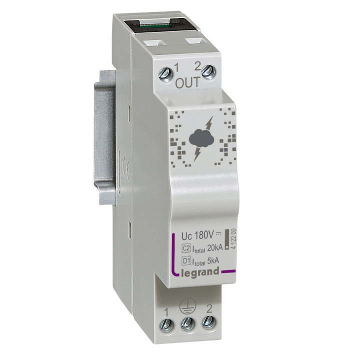 Legrand - Parafoudre pour ligne téléphonique et ligne de communication 10kA à 20kA 180V maximum - 1 module - 412200