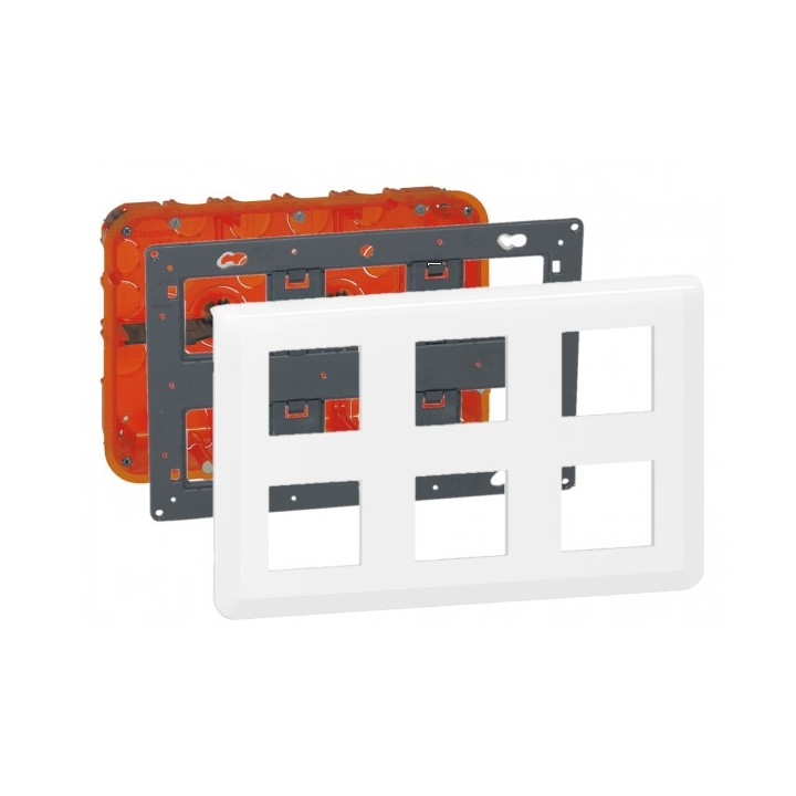 Legrand Mosaic - Kit poste de travail 2 x 3 x 2 modules - Encastré - Blanc - Réf : 080126+080266+078832L