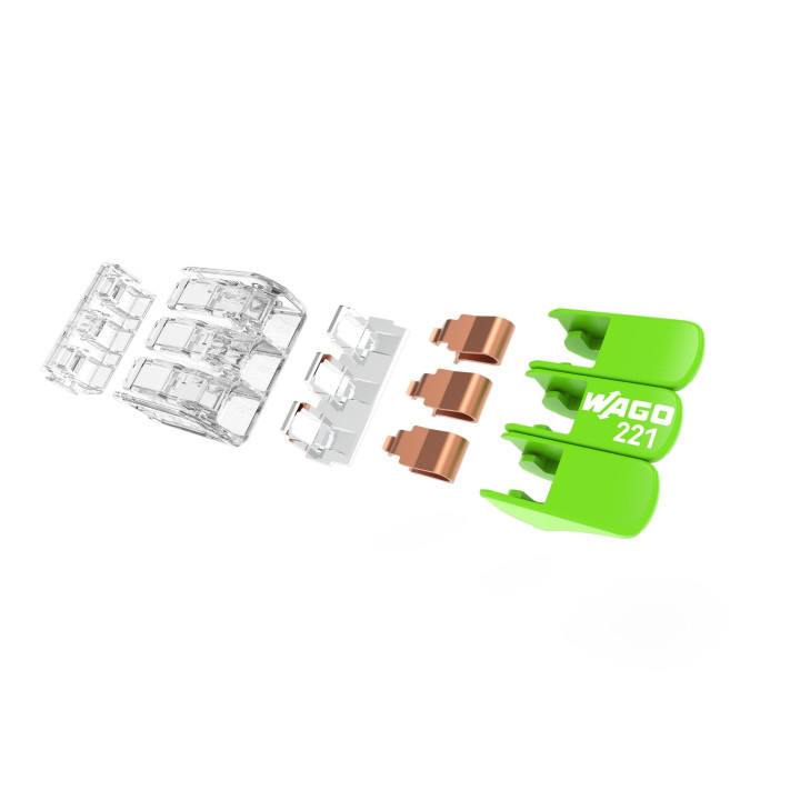 WAGO - Boîte de 50 Bornes Verte auto fils souple et rigide 0,2 à 4mm2 - Réf.: WAG 221-423