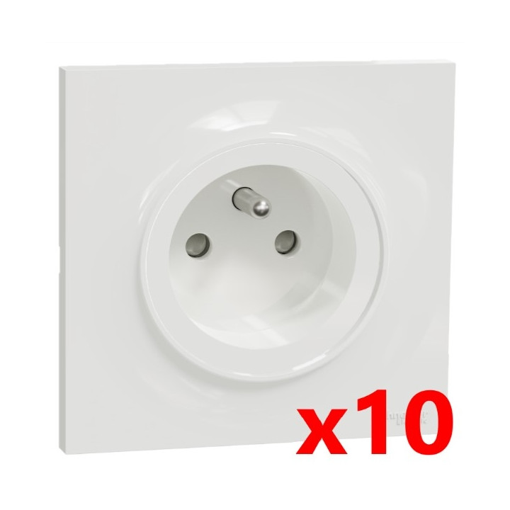 Schneider Odace - LOT de 10 prises 2P+T - 16A + plaque - complet - Réf : S520059 x10 + S520702 x10