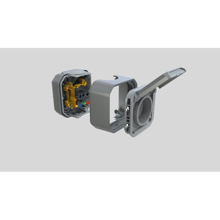 Legrand Plexo - LOT de 10 prises de courant 2P+T - 16A - 250V - composable - étanche - IP55/IK08 - Gris - Réf : 069551Lx10